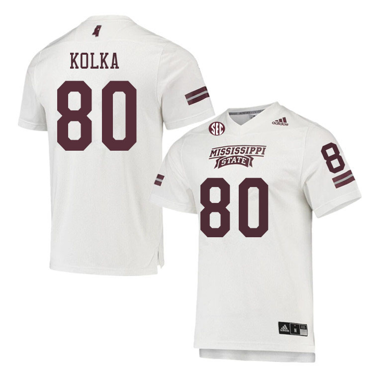 Men #80 Kade Kolka Mississippi State Bulldogs College Football Jerseys Sale-White